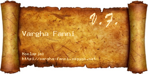 Vargha Fanni névjegykártya
